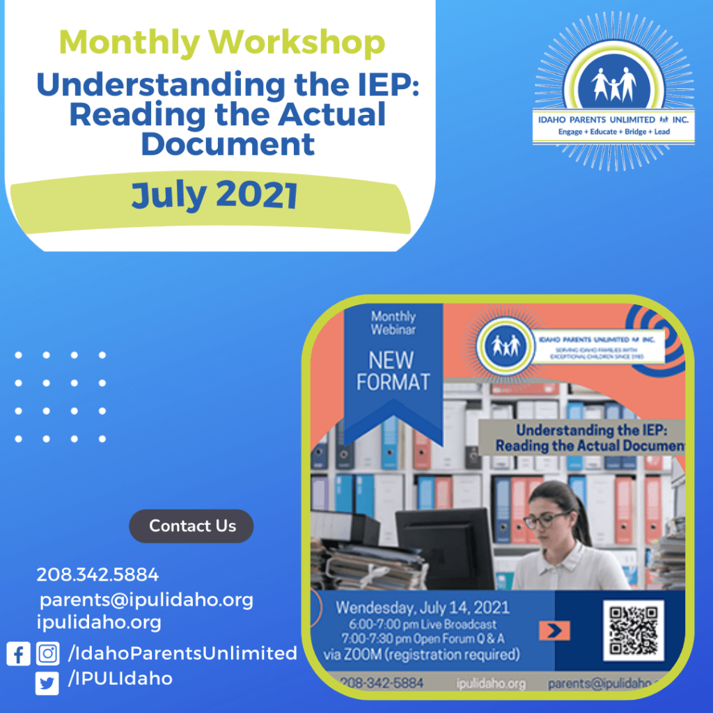 July 2021 - understanding the IEP reading the actual document