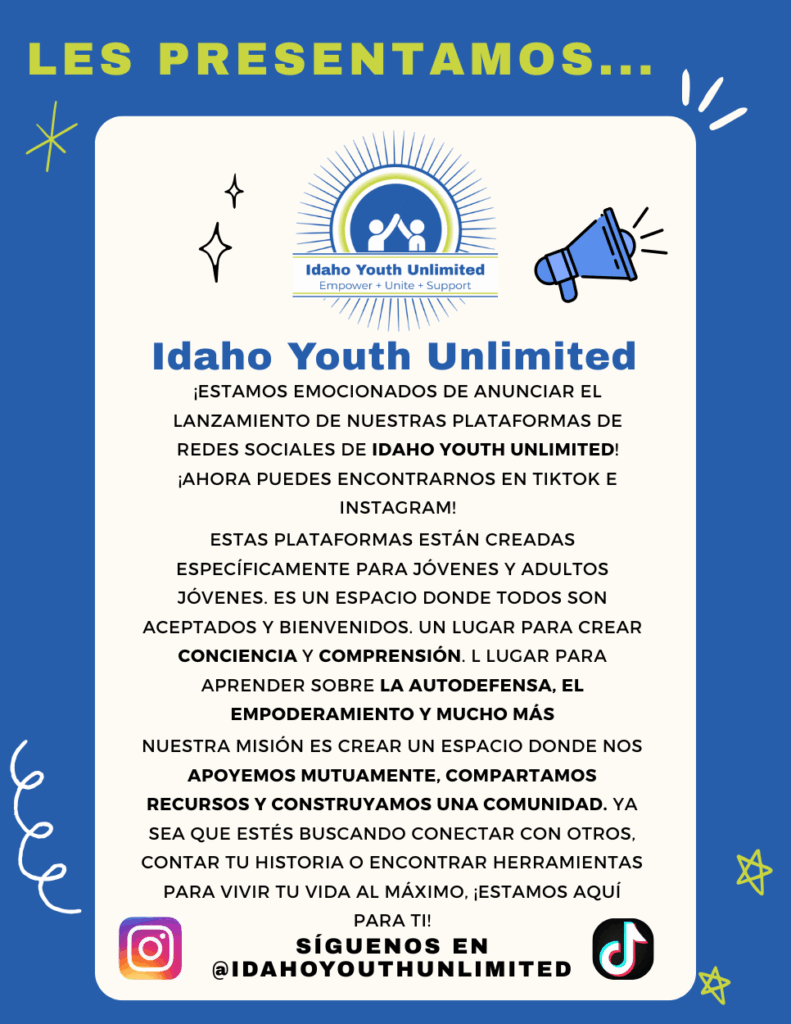 Volante de anuncio - fondo azul, cuadro blanco con texto negro adentro