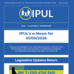 Thumbnail for the top of this week's issue - blue background, white boxes containing text, IPUL logo at top