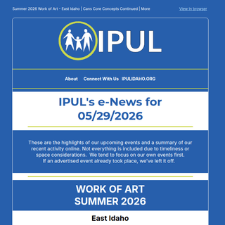 Screen capture of the top of the newsletter