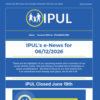 Screen capture of the newsletter