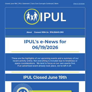 Screen capture of the newsletter