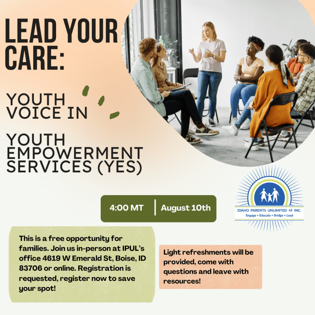 text surrounding an image of a woman speaking to a group of youth