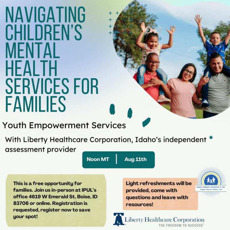 text on the left hand side - image of family members on the right